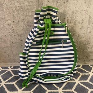 Navy and white striped tennis bag